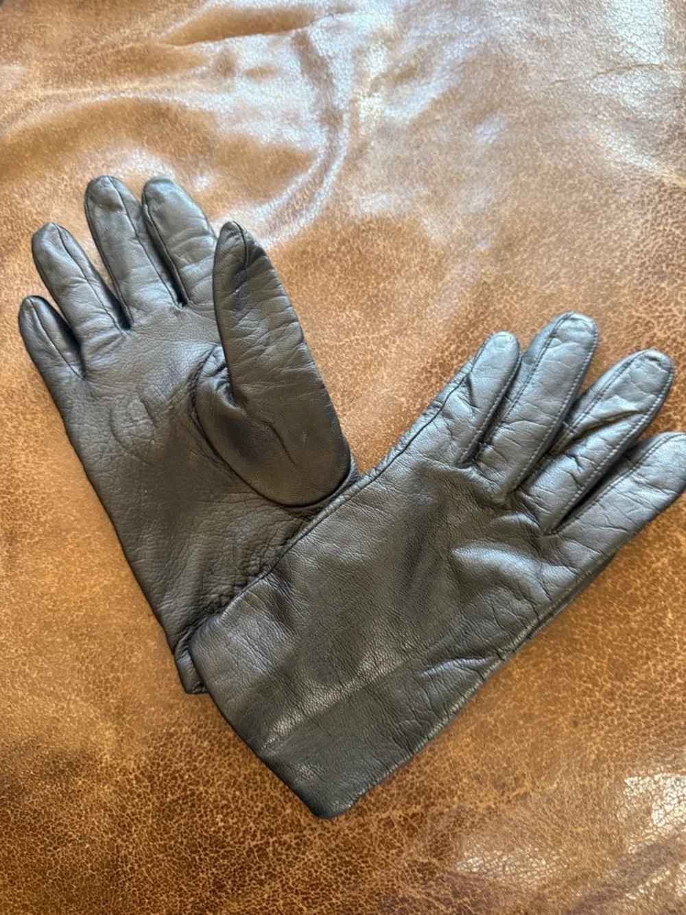 Fownes Black Genuine Leather Gloves Size 7 Warm Lined Classic Winter